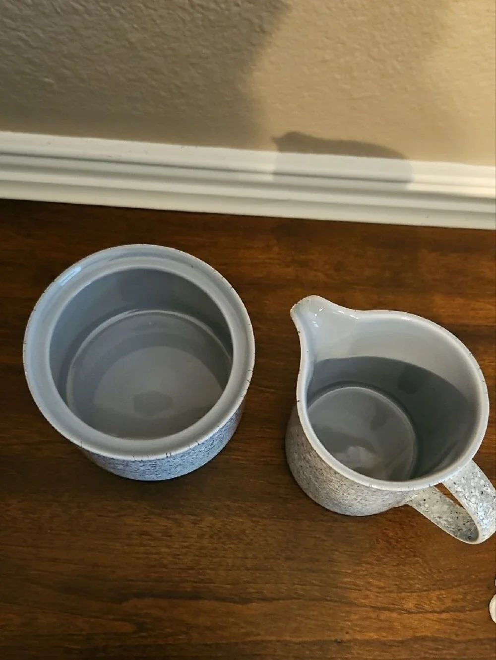 Mikasa Speckled Ceramic Creamer and Sugar Set in Light Gray